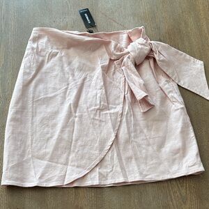 Express Light Pink Wrap Mini Skirt with Side Tie